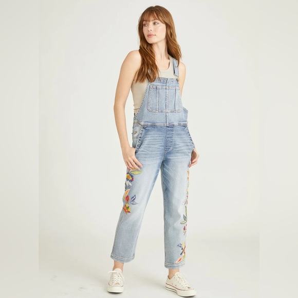 Driftwood Floral Embroidered Overalls - Picture 2 of 5